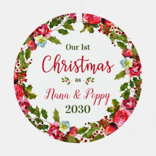 1st Christmas Nana Poppy Photo Metal Tree Decoration