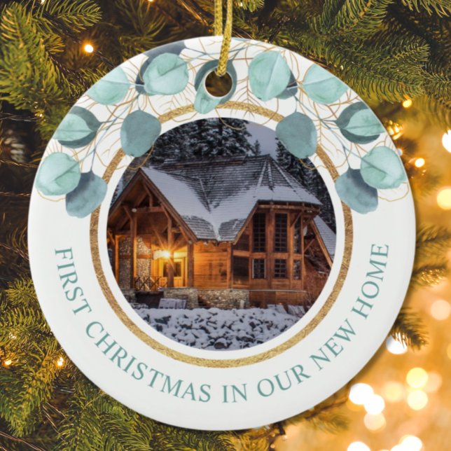 1st Christmas New Home Eucalyptus 2 Photo Ceramic Tree Decoration (Creator Uploaded)