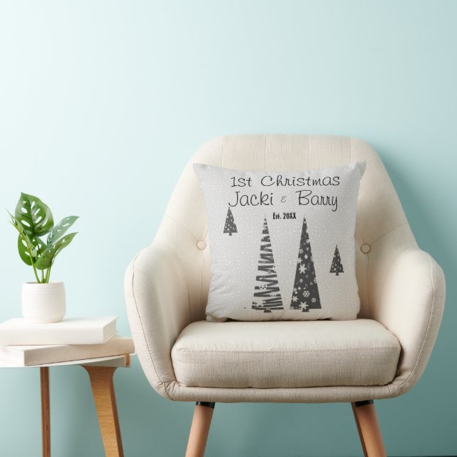 1st Christmas Newlyweds Festive Christmas Trees Cushion (Chair)