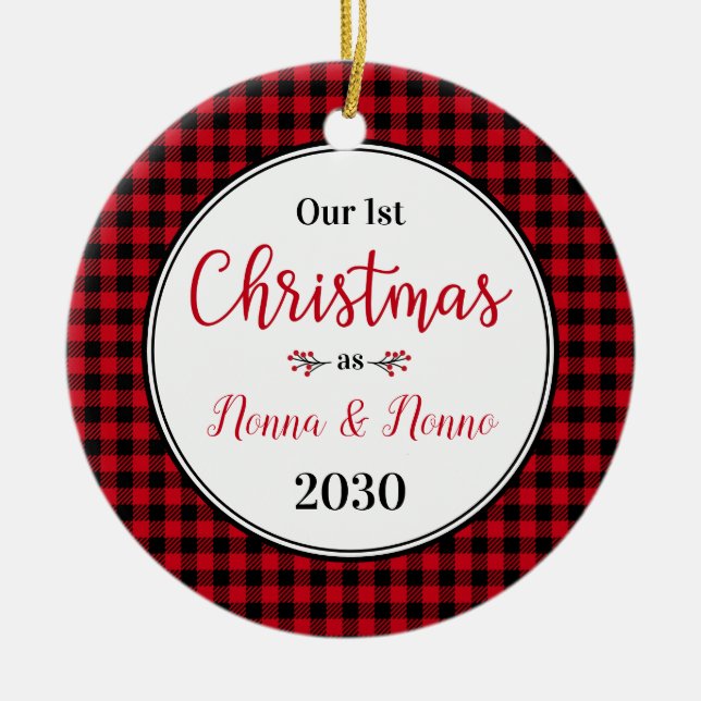 1st Christmas Nonna Nonno Photo Ceramic Tree Decoration (Front)