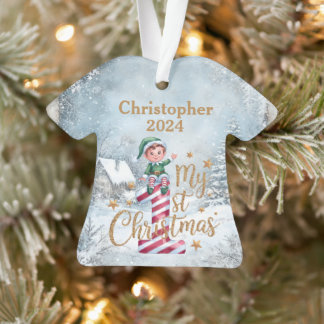 1st Christmas Personalised Acrylic T-Shirt Ornament