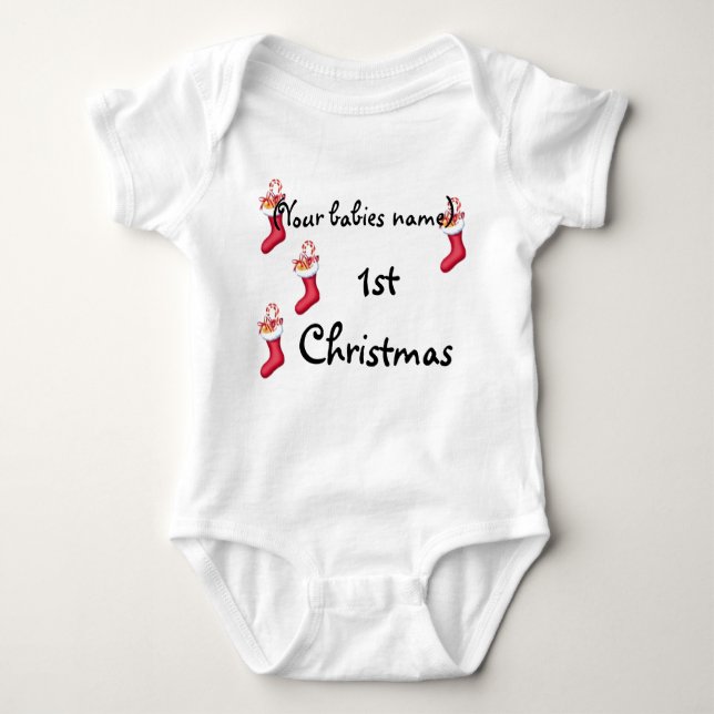 1ST CHRISTMAS PERSONALIZED BABY BODYSUIT (Front)