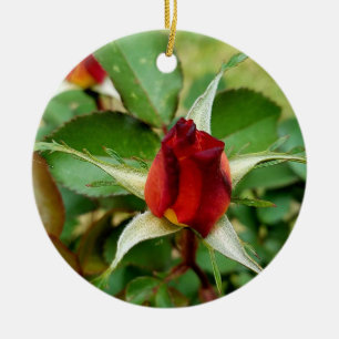 1st Christmas Red Rose Bloom Ceramic Tree Decoration