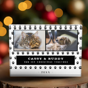 1st Christmas Together Cat Dog Paw 2 Photo Block