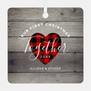 1st Christmas Together Couples Rustic Personalised Metal Tree Decoration
