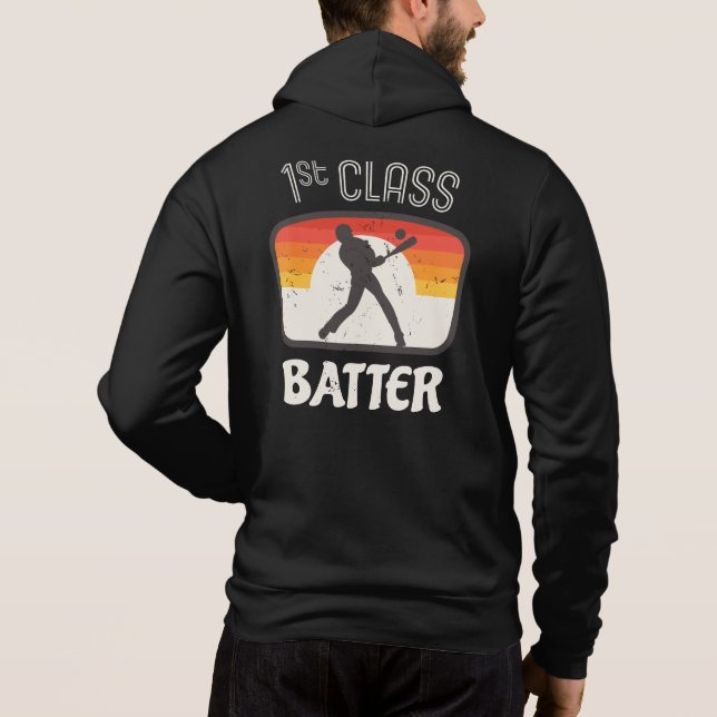 1st Class Batter Baseball Player Retro Hoodie (Back)