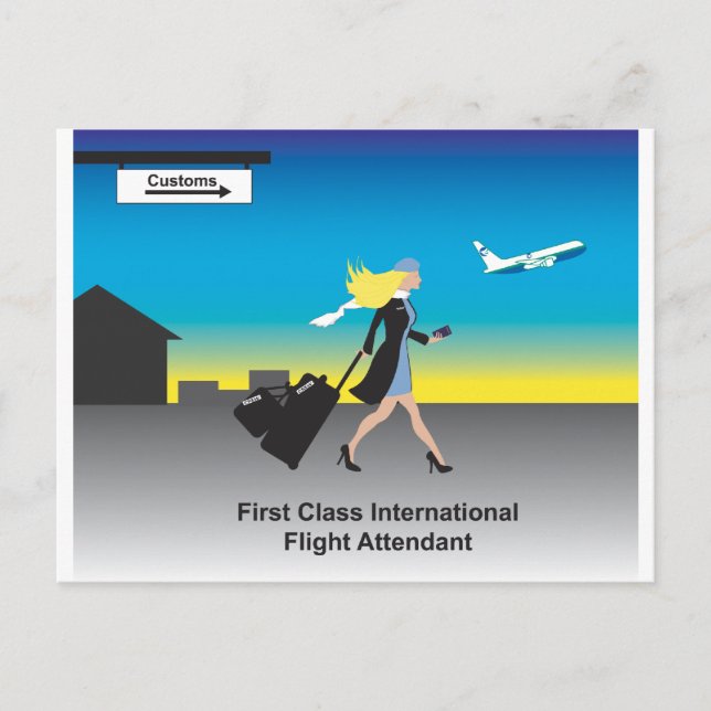 1st Class International Flight Attendant Postcard (Front)