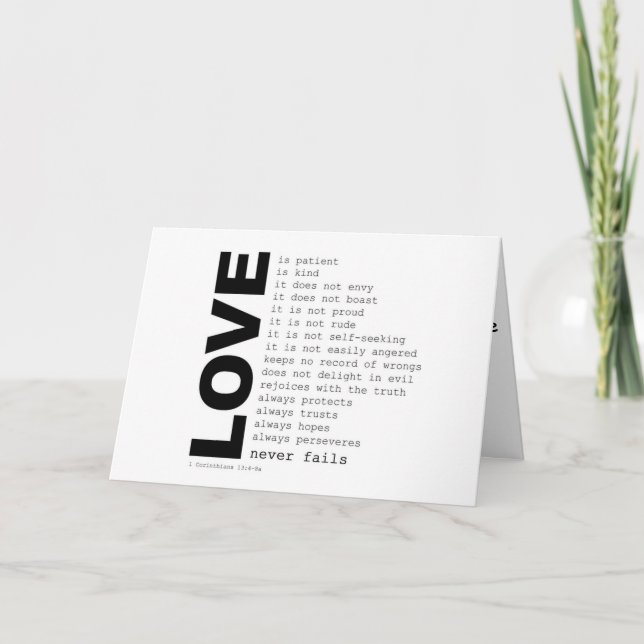 1st Corinthians 13:4-THE LOVE VERSE Card (Front)