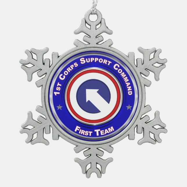 1st Corps Support Command Christmas Snowflake Pewter Christmas Ornament (Front)