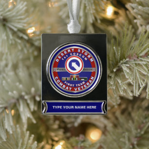 1st Corps Support Command Desert Storm Veteran Silver Plated Banner Ornament