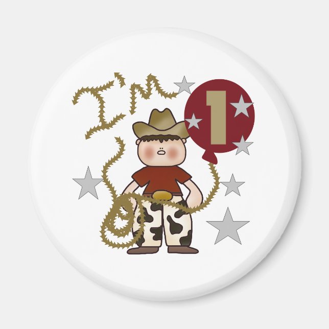 1st Cowboy Birthday Magnet (Front)