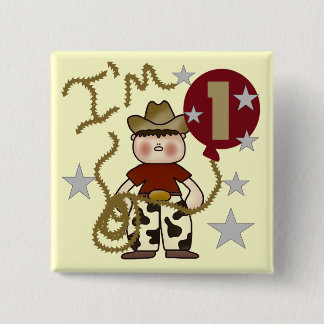 1st Cowboy Birthday Tshirts and Gifts 15 Cm Square Badge