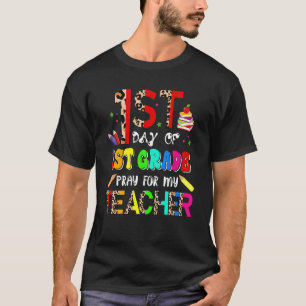 1st Day Of 1st Grade Pray For My Teacher Leopard P T-Shirt
