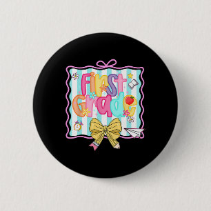 1st Day Of 1st Grade Preppy Back To School First G 6 Cm Round Badge
