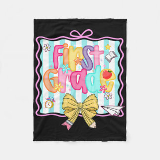1st Day Of 1st Grade Preppy Ck To School First Gra Fleece Blanket