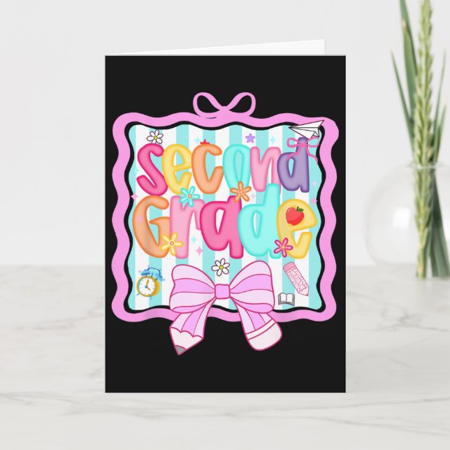 1st Day Of 2nd Grade Preppy  Card (Front)