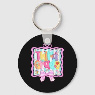1st Day Of 3rd Grade Preppy Back To School Third G Key Ring