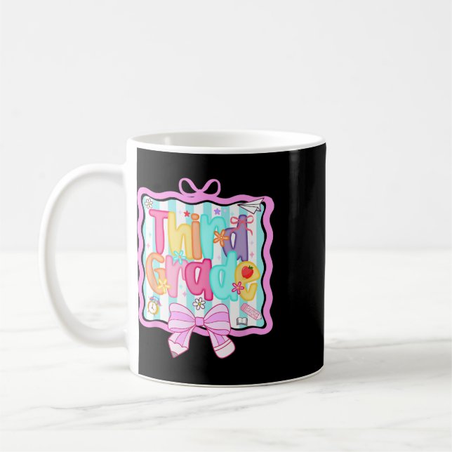 1st Day Of 3rd Grade Preppy Ck To School Third Gra Coffee Mug (Left)