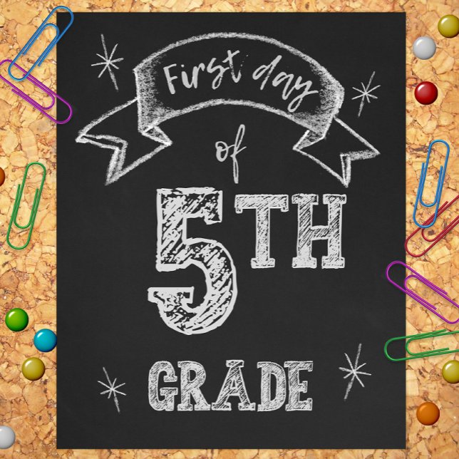 1st Day of 5th Grade, First Day Back to School Photo Print (Creator Uploaded)