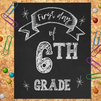 1st Day of 6th Grade, First Day Back to School Photo Print