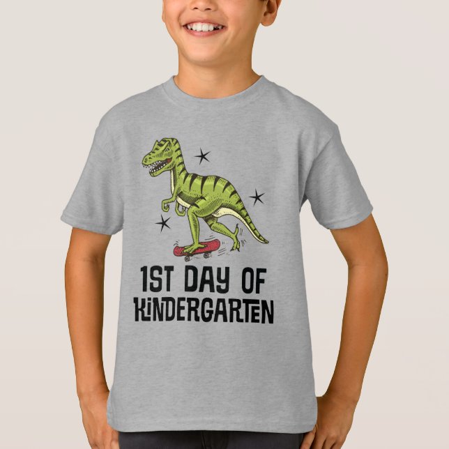 1st Day of Kindergarten Dinosaur T-Shirt (Front)