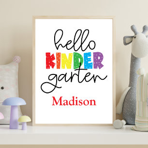 1st Day of Kindergarten Sign Poster Wall Art