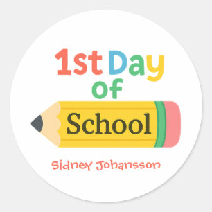 1st Day of School Pencil Classic Round Sticker
