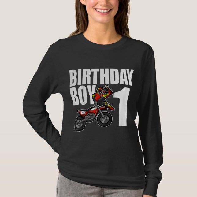 1st Dirt Bike Birthday Party Motocross MX Gift 1 Y T-Shirt (Front)