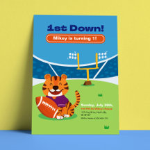 1st Down American Football First Birthday Invitati