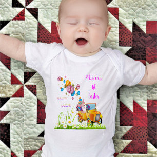 1st Easter Personalised Bunny delivers Easter Eggs Baby Bodysuit