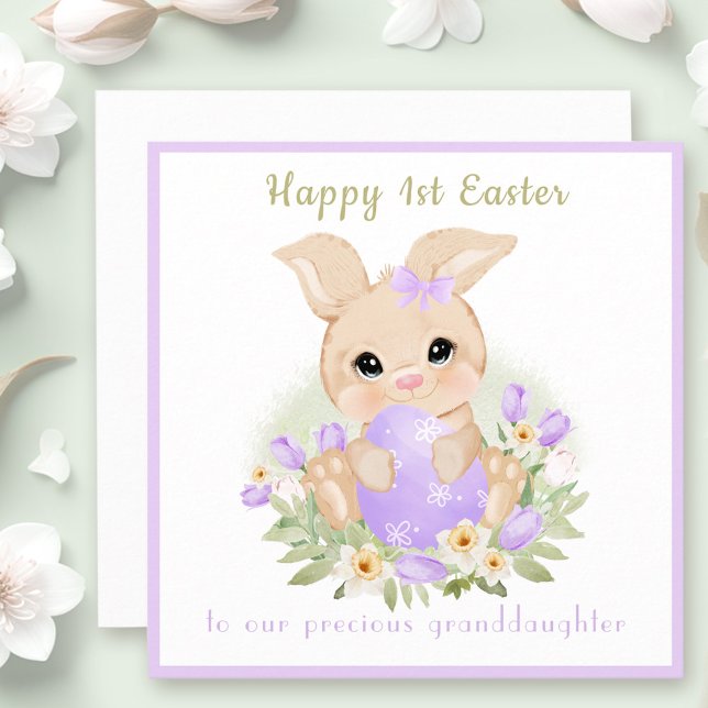 1st Easter Purple Bunny Granddaughter Easter card (1st Easter Purple Bunny Granddaughter Easter card)