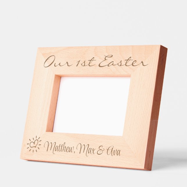 1st Easter, Triplets, Twins, Names, Photo, 6x4",  Etched Frames (Left)