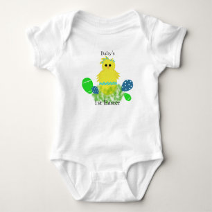 1st Easter Yellow Blue Baby Chick Egg Bodysuit