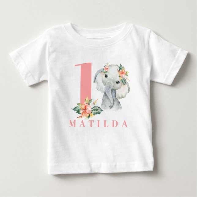 1st elephant birthday t-shirt (Front)