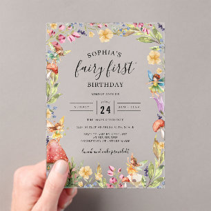 1st Fairy First Birthday Birthday  Acrylic Invitations