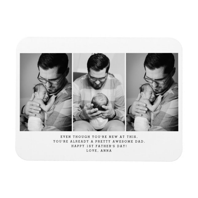 1st Father's Day 3 Photo Magnet (Horizontal)