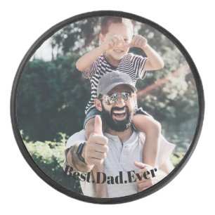 1st Father's Day Best Dad Ever Personalised Photo Hockey Puck