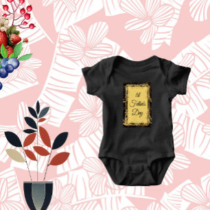 1st Father's Day Modern Calligraphy Leafy Swirls  Baby Bodysuit