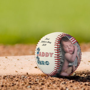 1st Father's Day My Daddy My Hero Photo Baseball