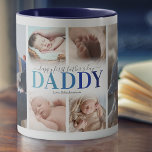 1st Father's Day Photo Collage Mug<br><div class="desc">Modern 1st fathers day mug featuring a 6 photo collage template,  the saying "happy first father's day daddy" in a script & cute blue gradient font,  and the childs name.</div>