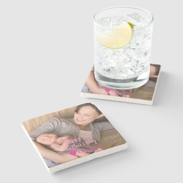1st Father's Day Stone Coaster (Side)