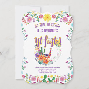 1st Fiesta Birthday For a BOY Folkart Floral 5x7 Invitation