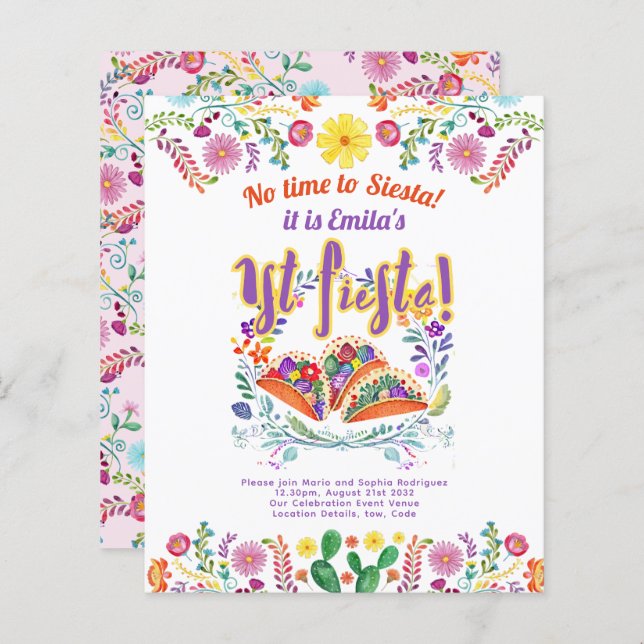 1st Fiesta Birthday For a Girl Folkart BUDGET (Front/Back)