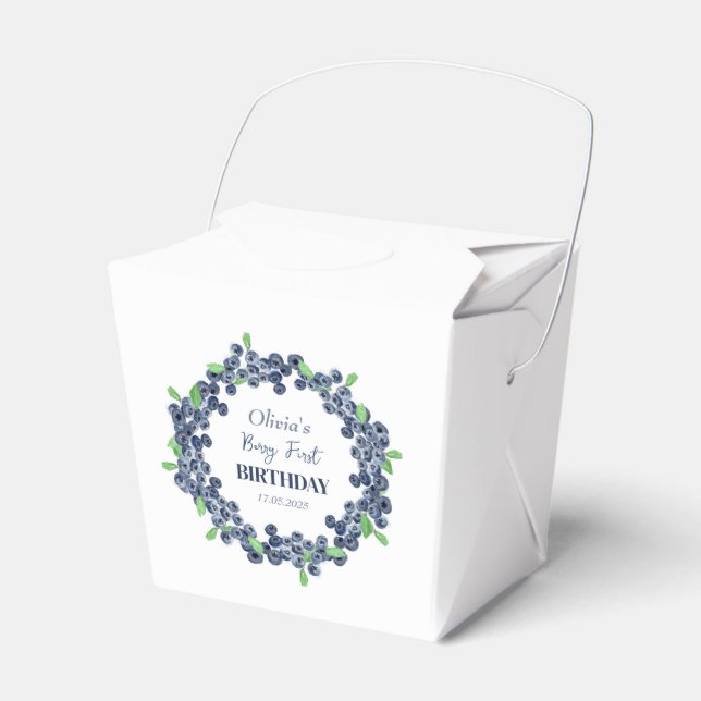 1st First Birthday Party Blueberry Baby Girl Favour Box (Front Side)