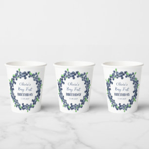 1st First Birthday Party Blueberry Baby Girl Paper Cups