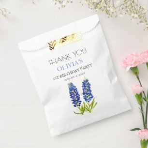 1st First Birthday Party Bluebonnets Baby Girl Favour Bags