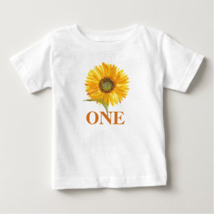 1st First Birthday Party Sunflower Baby Girl T-Shirt