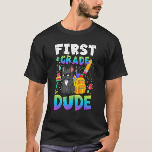 1st First Grade Dude  French Bulldog Back To Schoo T-Shirt