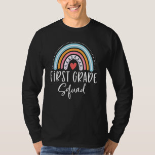 1st First Grade Squad Cute Rainbow Heart Back To S T-Shirt