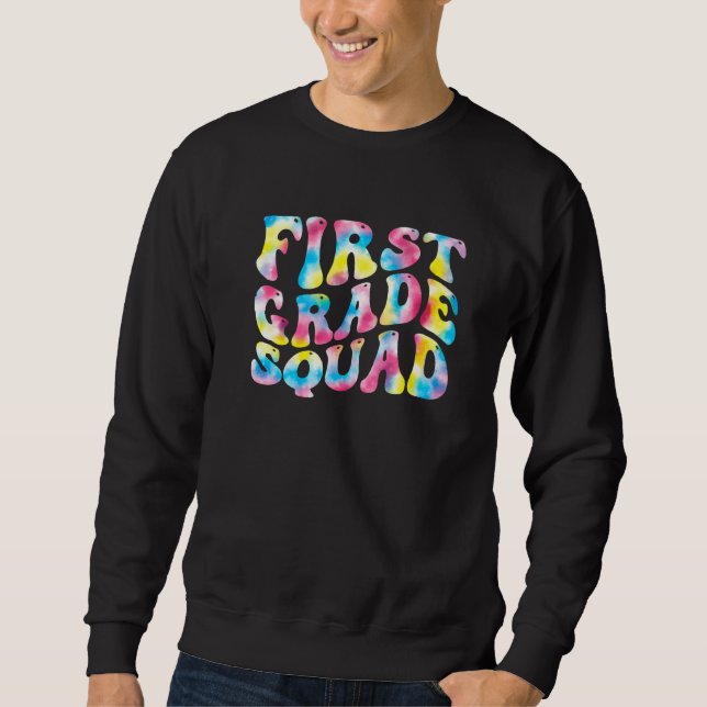 1st First Grade Squad Teacher Back To School Retro Sweatshirt (Front)